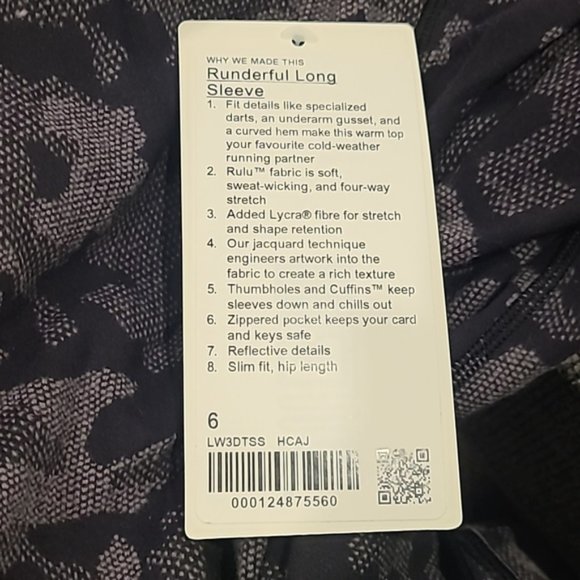 NWT Lululemon Runderful Long Sleeve Heritage Camo Jacquard Black Lunar r… - Picture 7 of 12